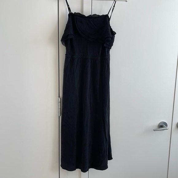 aritzia black silk dress Only Slip Satin Midi Dress